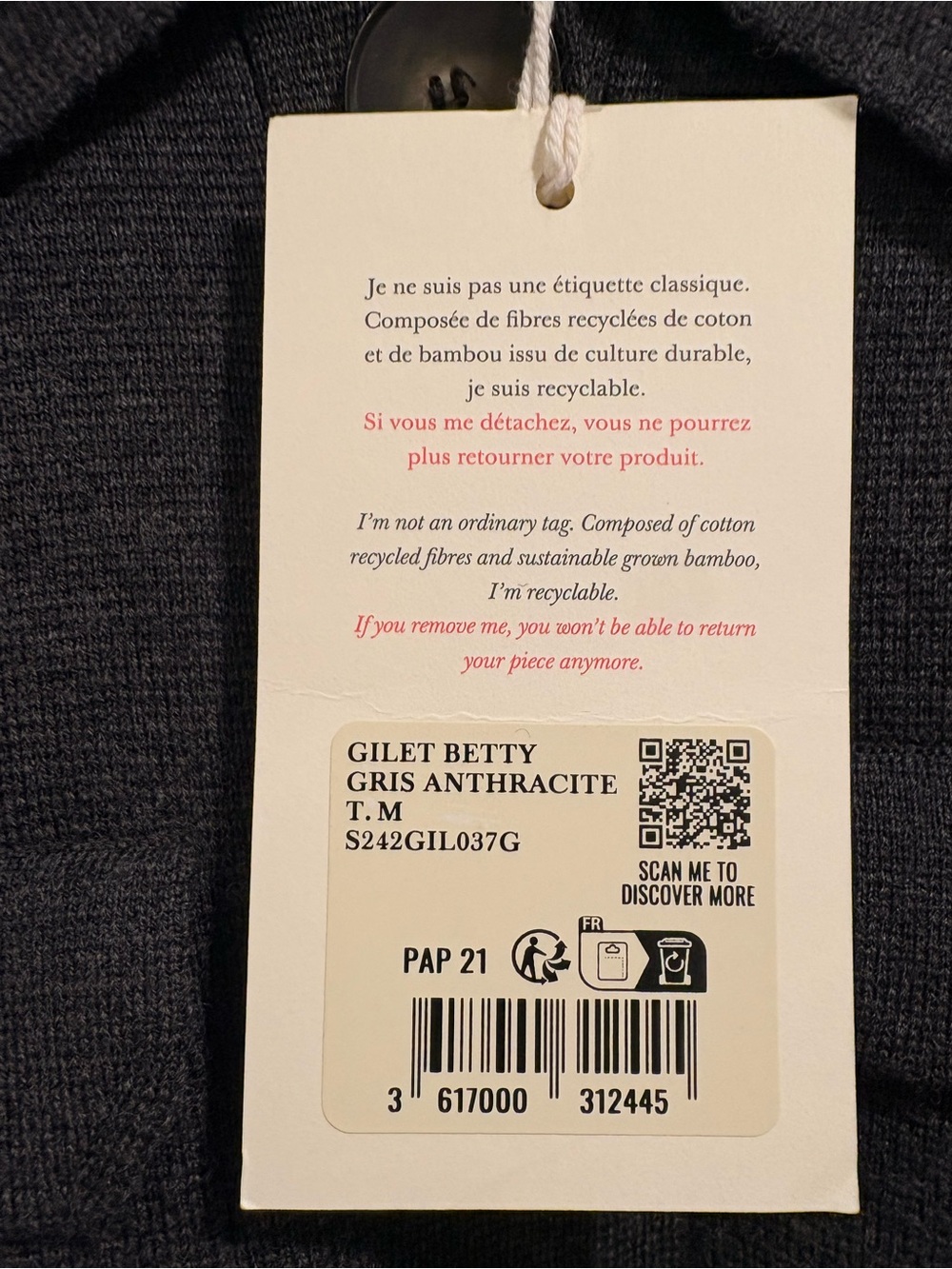 Sezane Betty cardigan Anthracite M - Picture 5 of 7